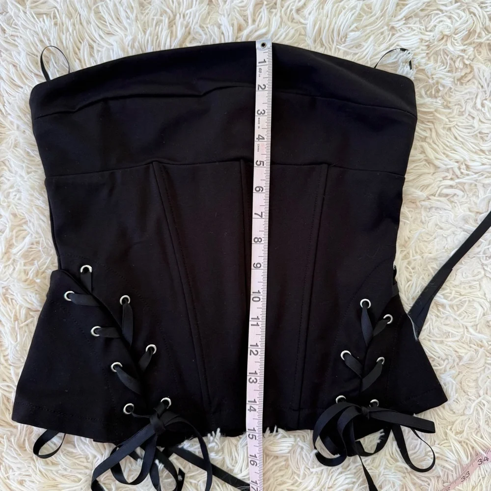 Forever 21 3-Piece Corset Mini Skirt Set Black Champagne Size M NWT